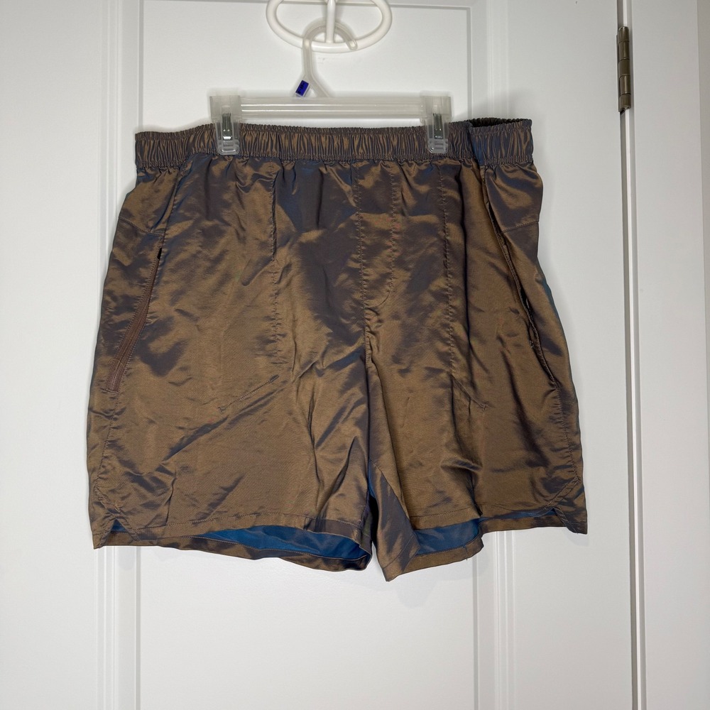 DSG 6" Men's Bronze Iridescent Nylon Zipper Pocket Athletic Shorts XL - Picture 3 of 8